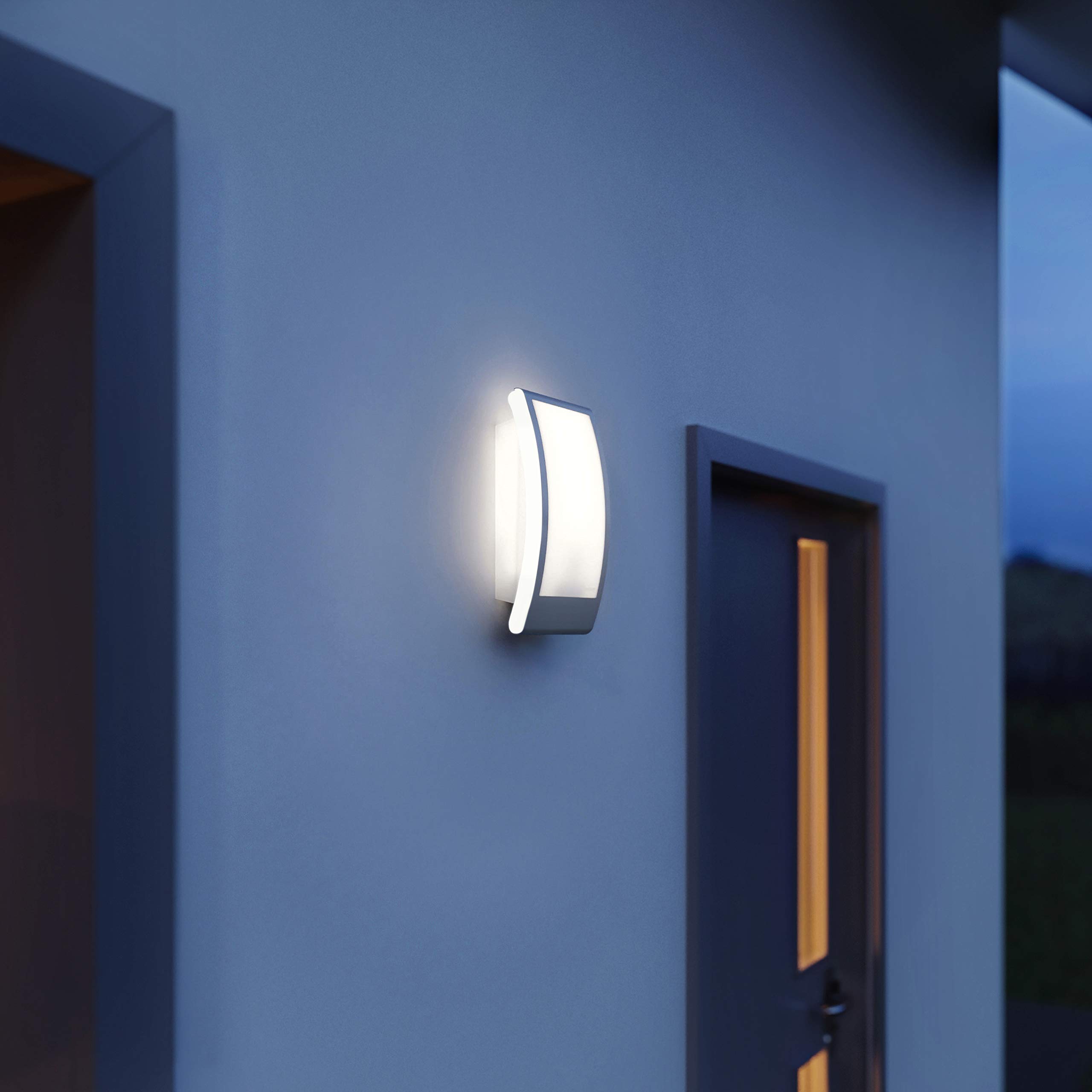 Steinel 065782, Lampada da esterni L 22 N antracite, con sensore crepuscolare, resistente agli urti, applique con presa E27, max. 60 W, IP44