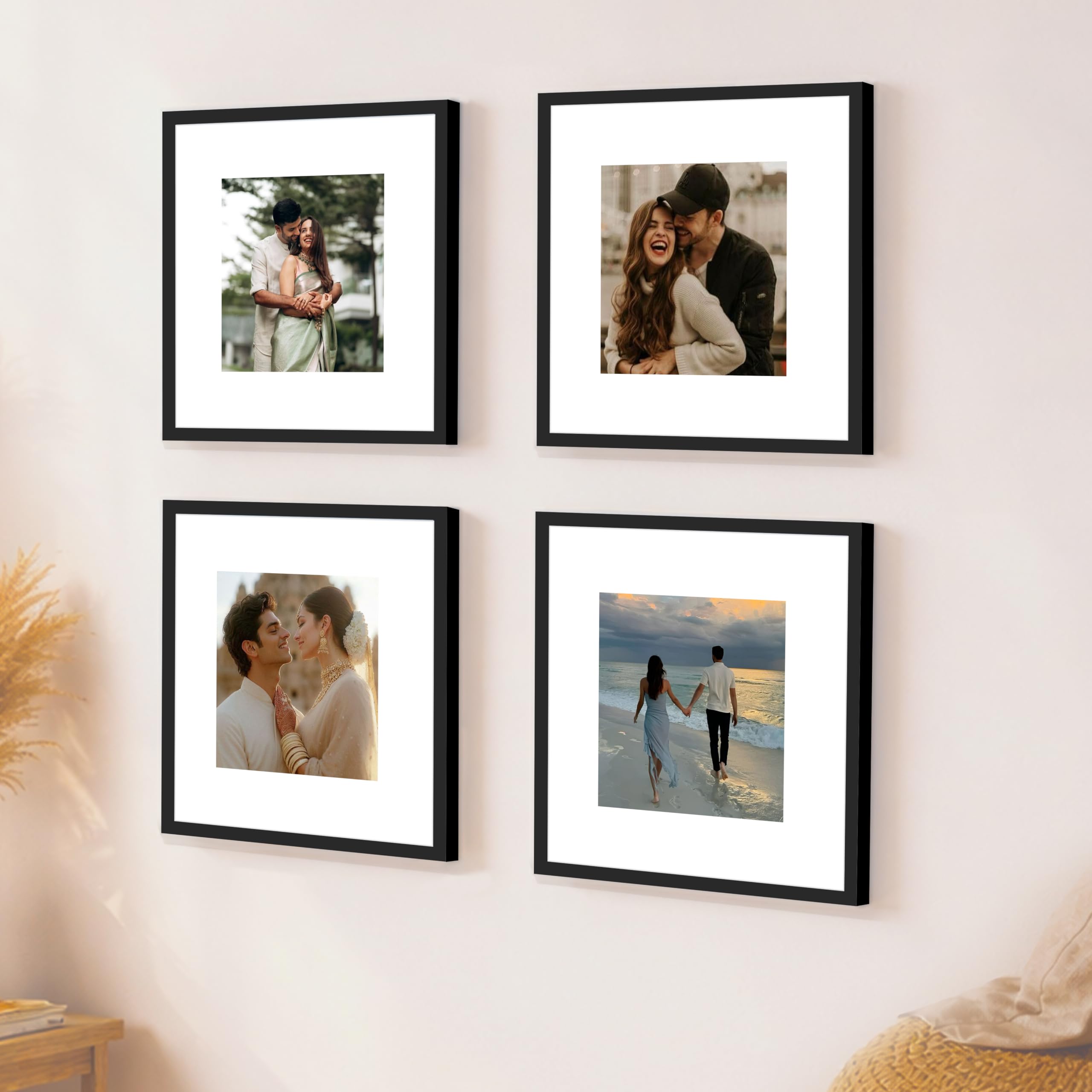 Art Street Wall Photo Frame Collage for Living Room, Wall Hanging Picture Photo Frames Home & Wall Decoration (8x8 inch Set of 4, with matt 5x5 Inch) (Black)-image-18