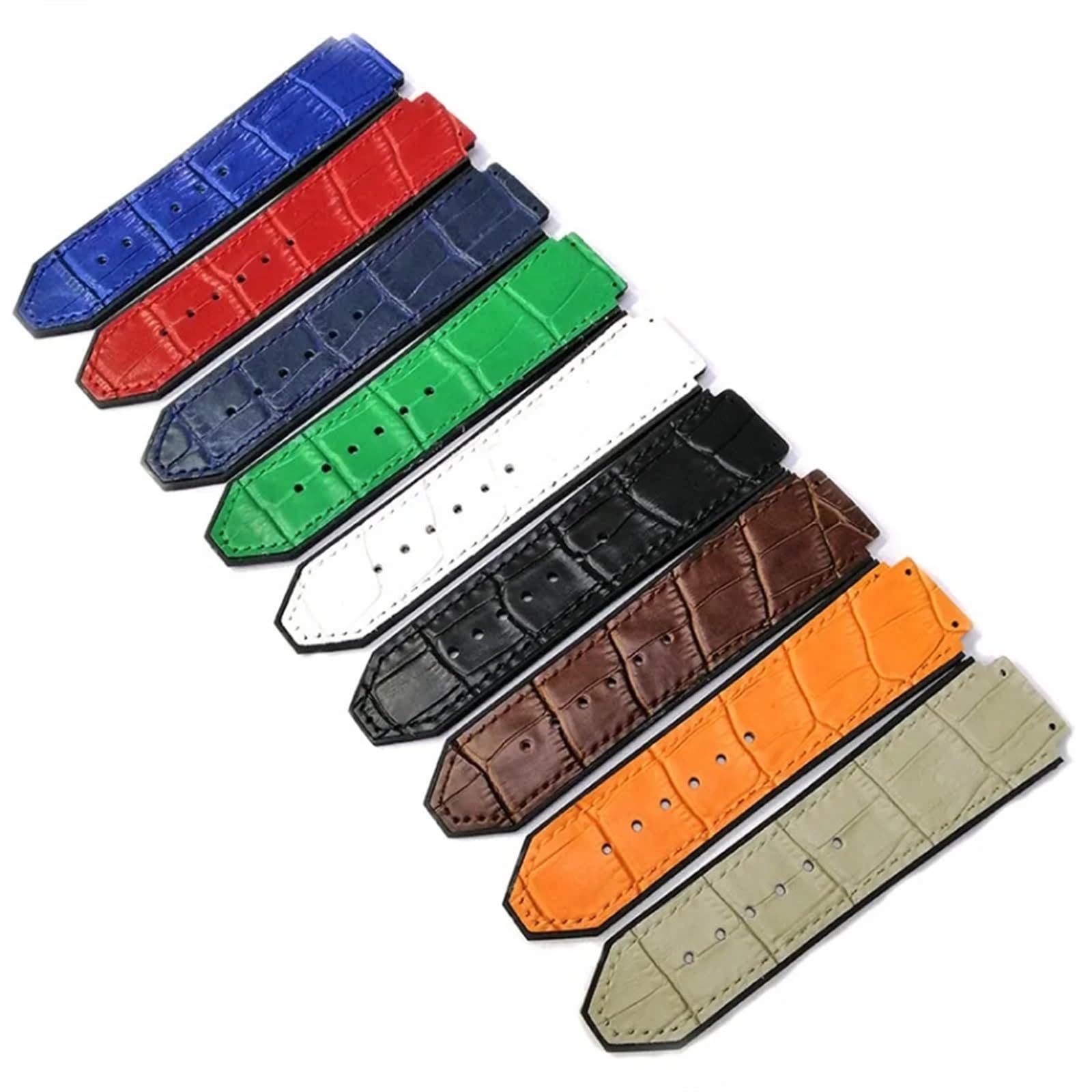 Correa de reloj de cuero, para Hublot Series, correa deportiva de 25mm, repuesto de correa de reloj negra y azul, accesorios para reloj