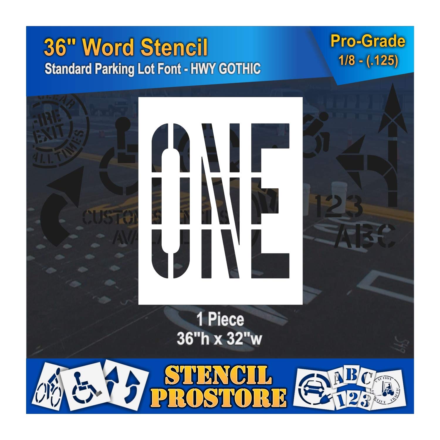 Pavement Marking Stencils - 36 inch ONE Stencil - 36" x 32" x 1/8'' (128 mil) - Pro-Grade