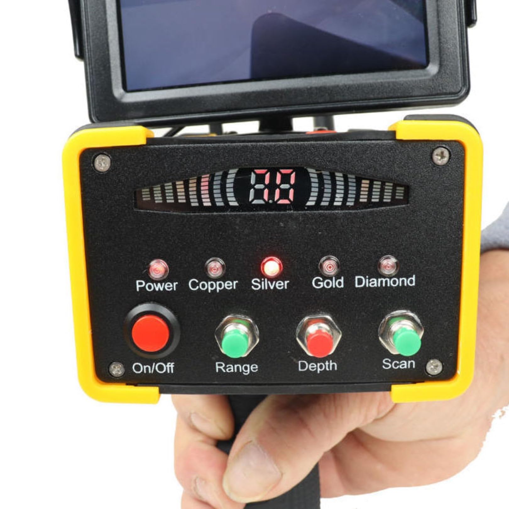 Detector de metales subterráneo de largo alcance con búsqueda de 100 m y profundidad de 15 m, pantalla LCD HD, escáner recargable de alta precisión para oro, plata, cobre