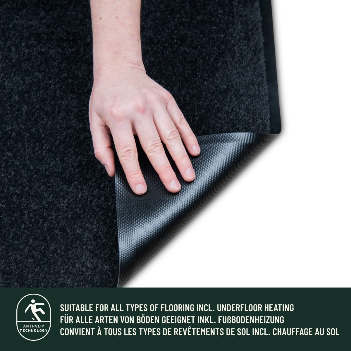 Studio M - Paillasson pour entrée Interieur 90x150 cm - Tapis Grand Taille - Absorbant - Antidérapant - Lavable - Anti Poussiere - pour Tous Sols - sous Porte - Résistant aux UV - Noir