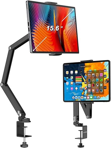 Soporte plegable y flexible para tablet para escritorio, soporte de brazo ajustable de 360 para iPad, soporte portátil para monitor de 15.6, soporte