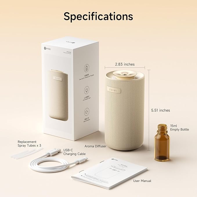 Difusor de Aromas Eléctrico Portátil para Auto y Hogar nimin Beige miniatura 9
