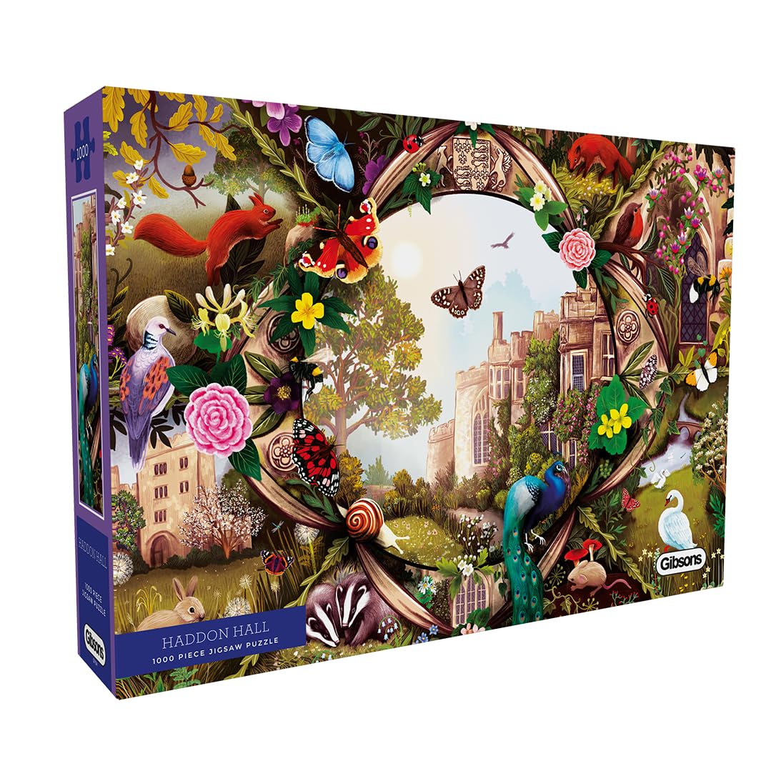 Gibsons Haddon Hall 1000 Piece Jigsaw Puzzle for Adults - Peak District Nature British History Beautiful Colourful Artwork by Anna Stead - Sustainably Made in the UK/EU - Great Gift