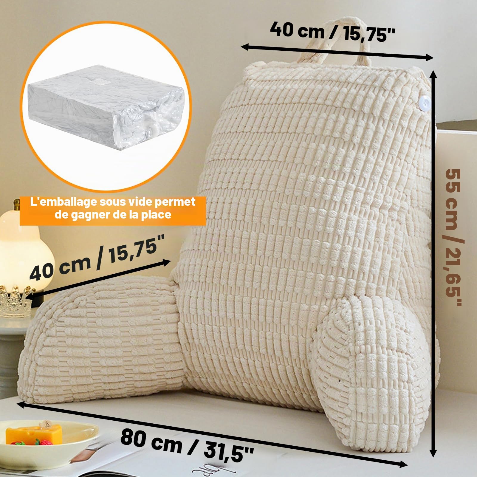 Coussin de Lecture pour Lit et Canapé, Oreiller De Lecture avec Accoudoirs, Confort Et Ergonomie Coussin Lecture Lit pour Lecture, Détente