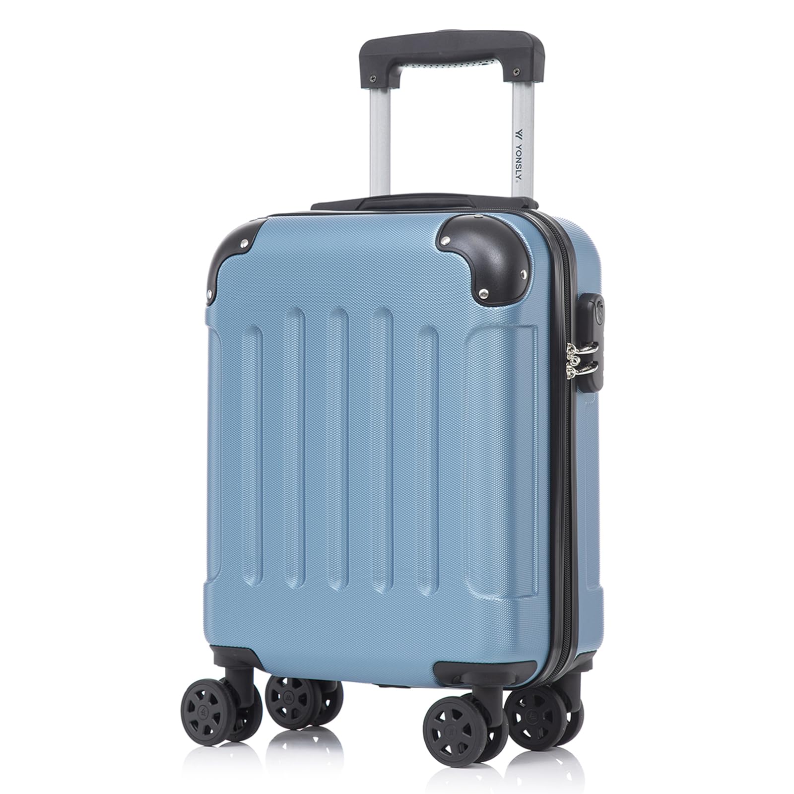 yonsly Koffer Suitcase, Trolley Reisekoffer, Rollkoffer Handgepäck mit 4 Rollen 360°, ABS Hartschalen, Sicherheitsschloss, Weicher Gummigriff, 210D-Futter