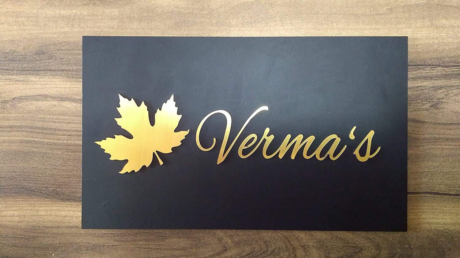 SIGNOOGLE Name Board Acrylic Plate Display Office Sign Board for Hotel Restaurant Mall Bank Office Black Golden (12 cm x 18 cm)