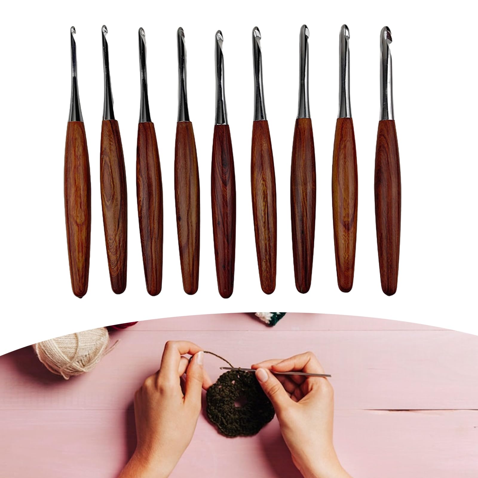 9 szt. ergonomiczny haczyk do szydełkowania drewniany uchwyt szydełko dla początkujących dorosłych dzianinowy sweter szaliki torba skarpetki 3,5 mm - 8,0 mm drewniany uchwyt szydełka igła