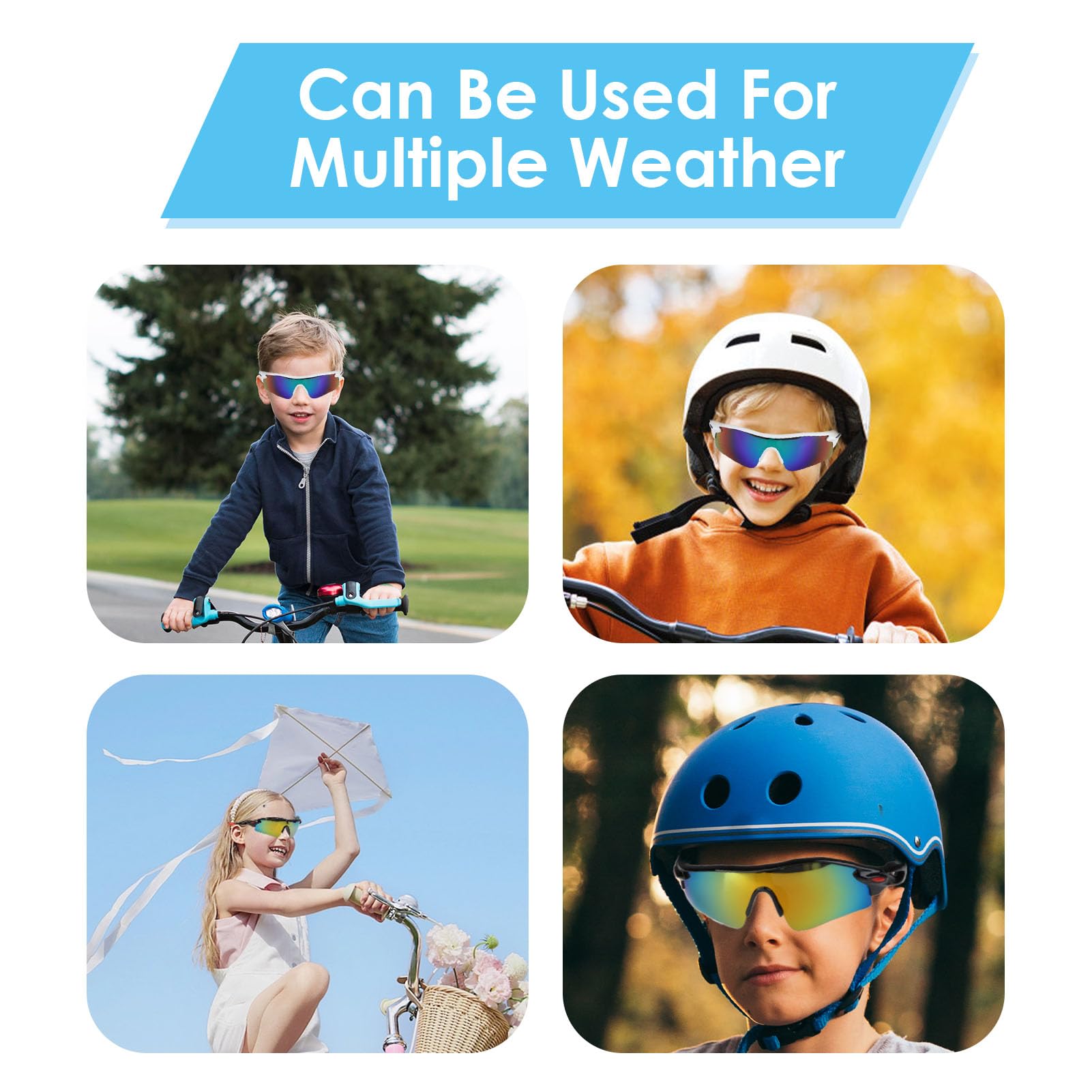 teasteam Kinder-Sonnenbrille für Jungen und Mädchen, UV 400, Teenager, Kinder-Sonnenbrille, modische Sportbrille, Skibrille für Radfahren, Laufen, Baseball, Golf, leichter Schutz, 2 Stück