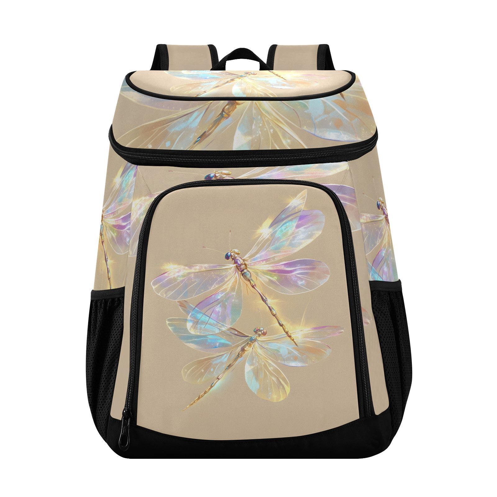 Funny Colorful Dragonfly Cooler Backpack Cooler Insulated Leak Proof Lunch Backpack 36 Cans Waterproof Soft for Men Women Picnic Hiking Camping Beach