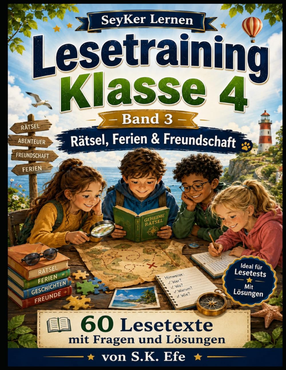 Lesetraining Klasse 4 – Band 3: Rätsel, Ferien & Freundschaft: 60 Lesetexte mit Fragen und Lösungen