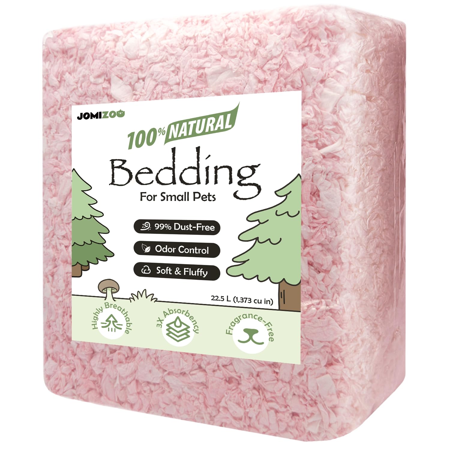 JOMIZOO Hamster Bedding 22L, 99% Dust-Free, Soft, Odor Control, Pink