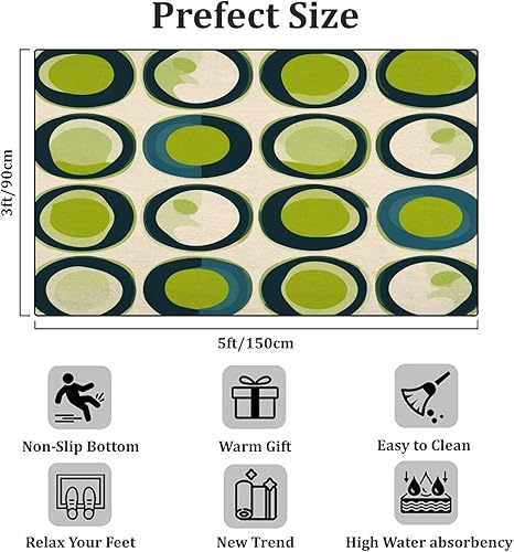 Miniatura 2 de Alfombra retro geométrica abstracta de los años 70, estilo gráfico, azul, mod sin costuras, alfombra de patio al aire libre, alfombra de juego