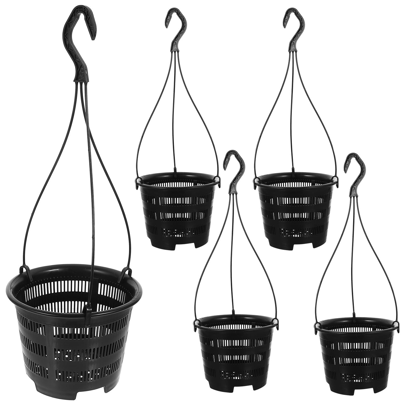 YARNOW 5 Sets Hanging Plastic Flowerpot, Balcony Indoor Outdoor Plant Pot Decor, Space Saving Orchid Planter