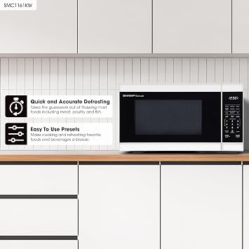 SHARP Countertop Microwave Oven with Removable 12.4 Carousel Turntable, 1000 Watt, 1.1 Cubic Feet, White