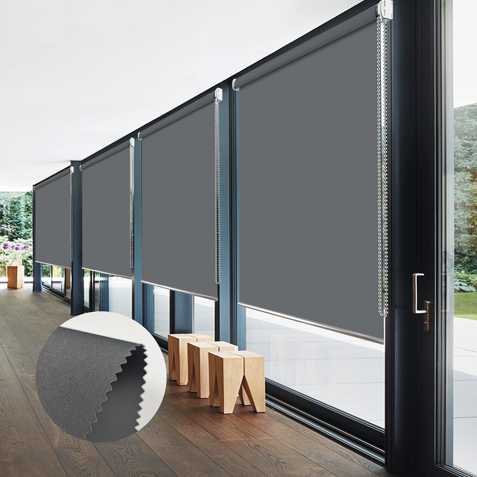 Amazon｜ロールスクリーン グレー 遮光1級 断熱 保温 125cm/200cm