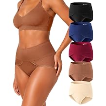 LEVAO Women's High Waist Cotton Panties Tummy Smoothing Briefs Multipack