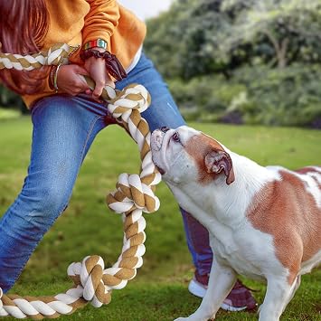 XXL Large Dog Toys Rope for Aggressive Chewers, Size 124 cm, 7 Knot Tough Rope Chew Toys for Large Dogs, Indestructible 100% Non-Dye Cotton Rope for Large Breed Dog, Dogs Teething Chew Tug Toy