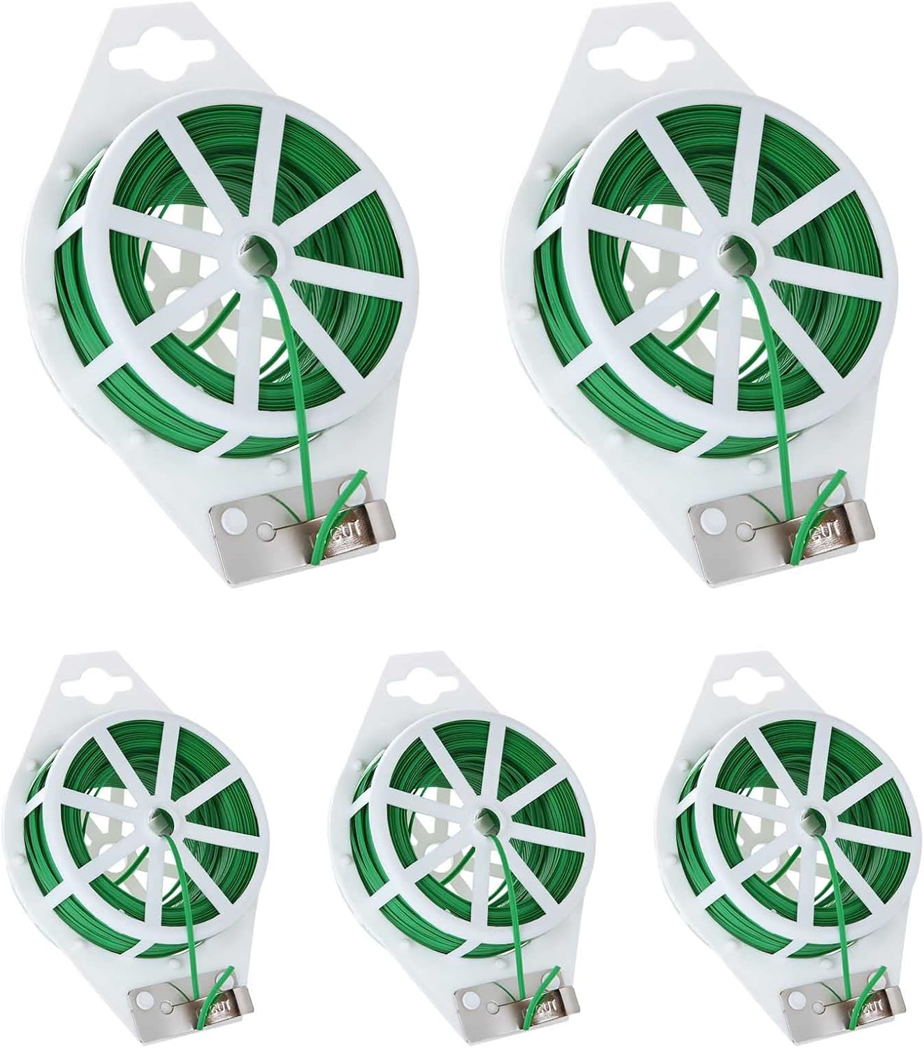5 Roll 1640Ft (500m) Garden Plant Twist Ties, Green Garden
