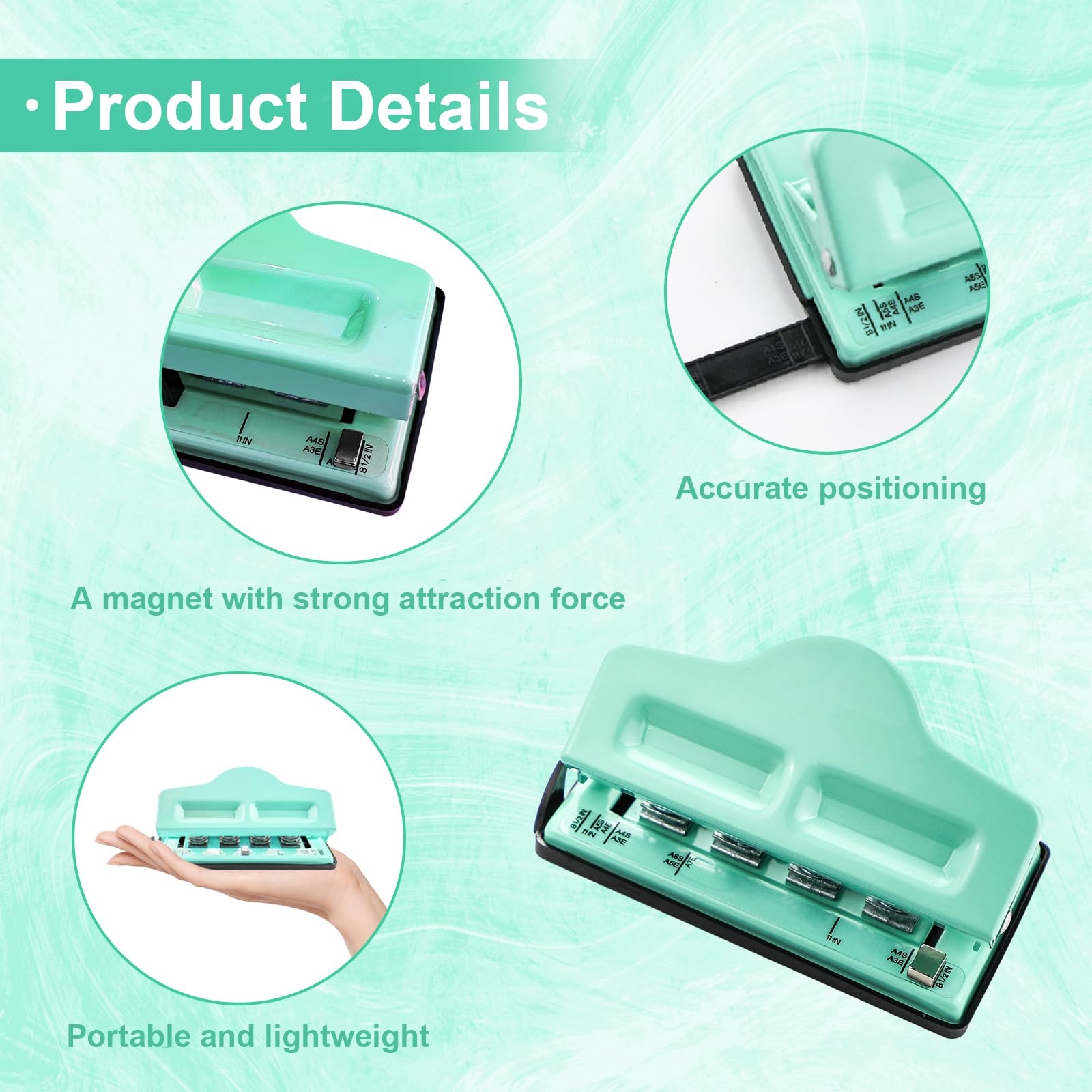 Mushroom Discbound Hole Punch, 4 Hole Puncher for Dics Bound Planner Notebooks, Scrapbooks & Crafts, Green - Image 3