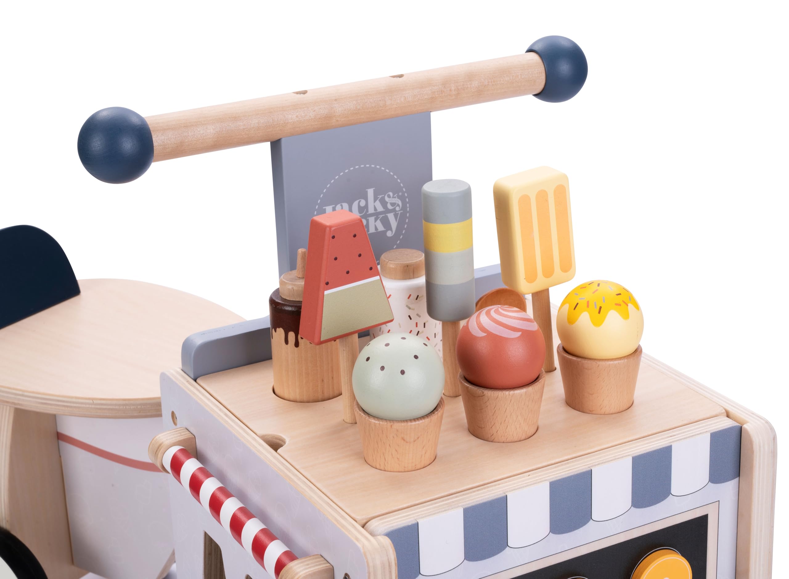 Engelhart - 640040 - Holz-Roller „Eisverkäufer“ - Multifunktionelles Spielzeug - Ab 12 Monaten