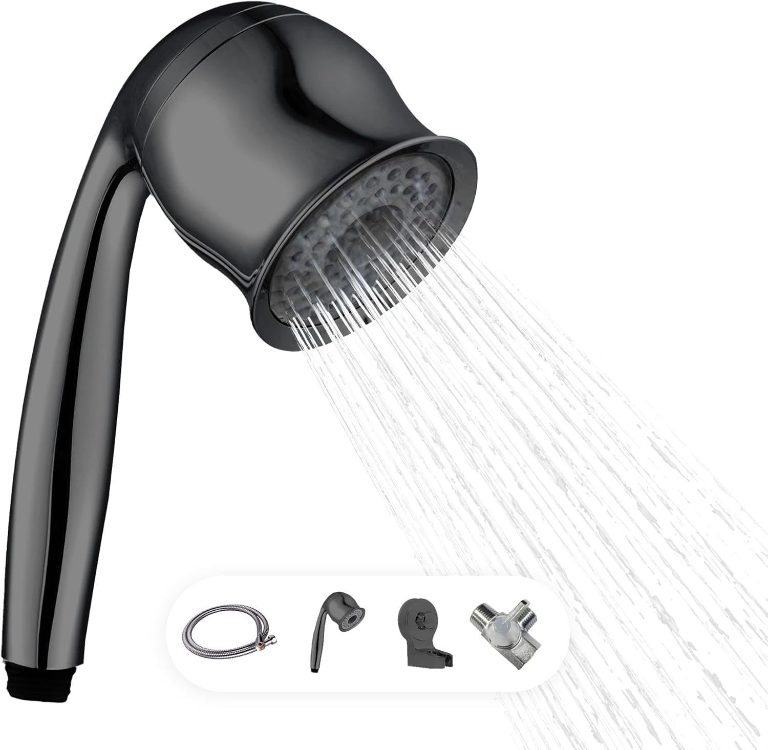 Multi-Function Handheld Shower Head with Hose & Bracket - High-Pressure, Adjustable Spray for Spa-Like Showers - Transform Your Bathroom into a Luxurious Retreat - Matte Black