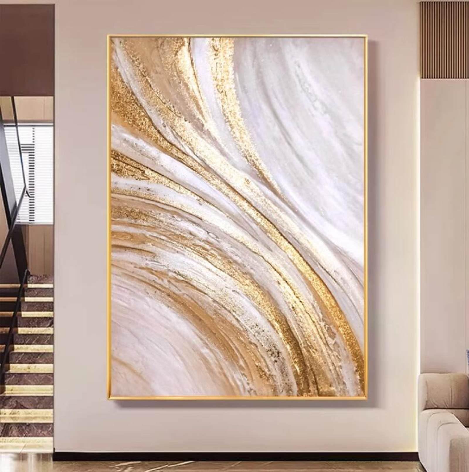 Peintures à l'huile sur toile modernes luxueuses et grandes lignes abstraites