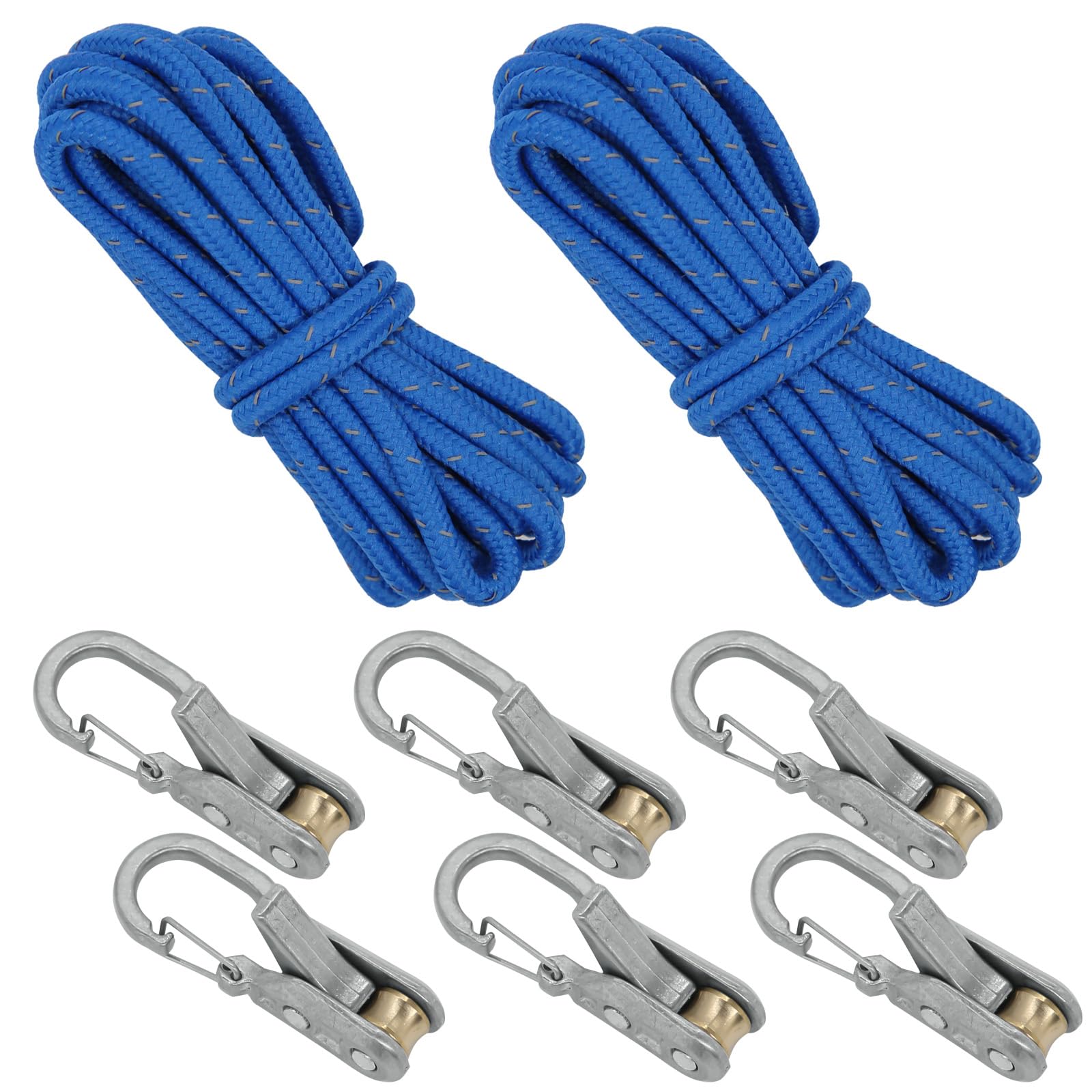 6Pcs Rope Tensioner Paracord Adjusters, Paracord Tie Down Tensioners, Metal Cam Buckle Rope Tighteners for Tent Camping, Boating, Truck Cargo Securing, Easy Knot-Free Operation