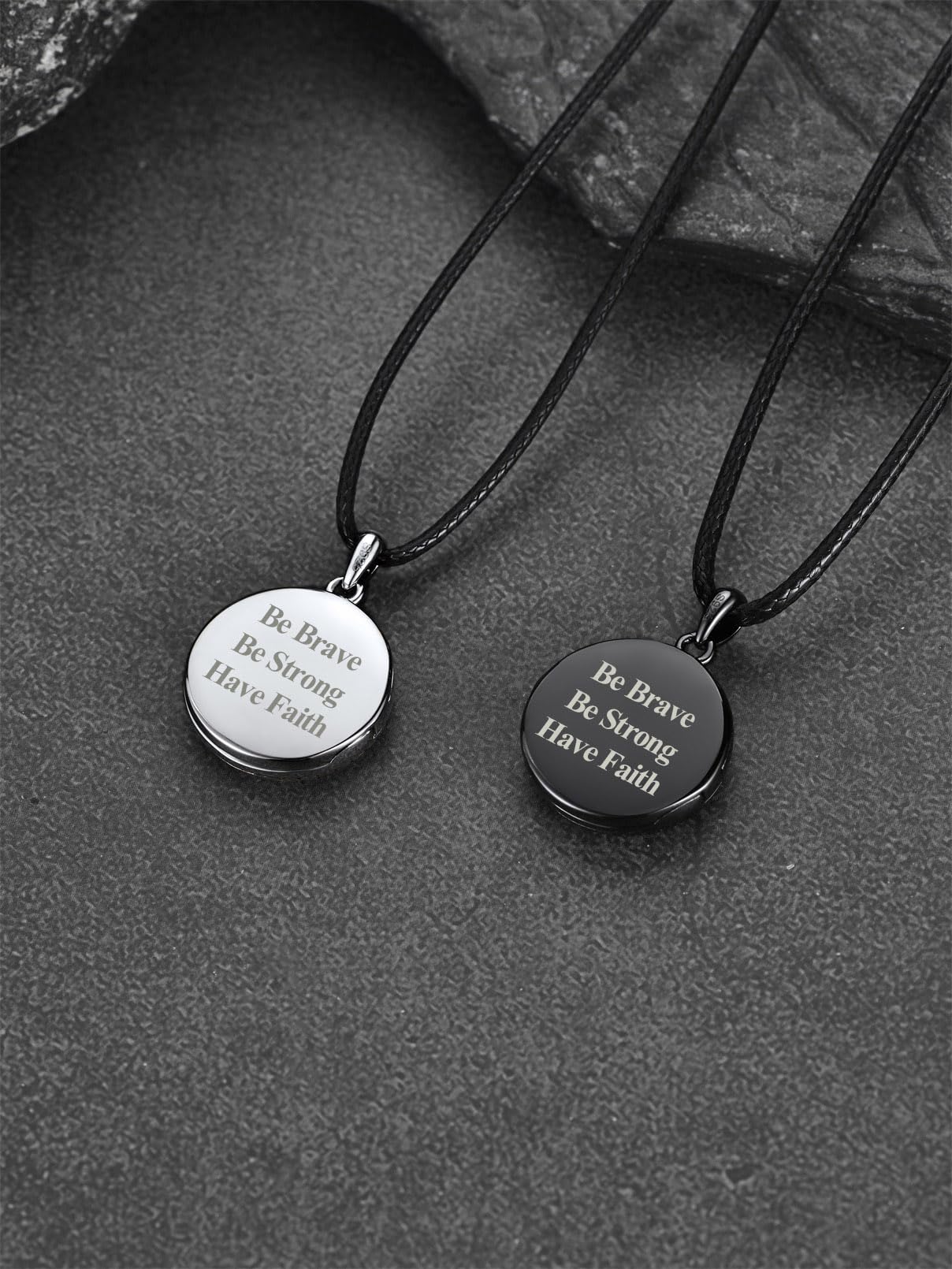 FaithHeart 925 Foto Anhänger für Damen Herren, Schwarz Medaillon mit Wikinger Vegvisir Symbol, Wikinger Amulett mit Bildanhänger für Geburtstag Weihnachten Halloween