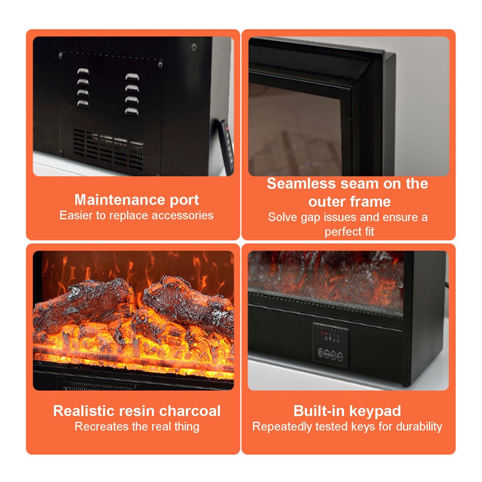 Insert De Cheminée Électrique Intelligent, 70/80 Cm pour Meuble TV, Bûche Et Effet 3D Réalistes, Chauffage À 2 Niveaux, Télécommande, Verre Trempé,70 * 18 * 60cm