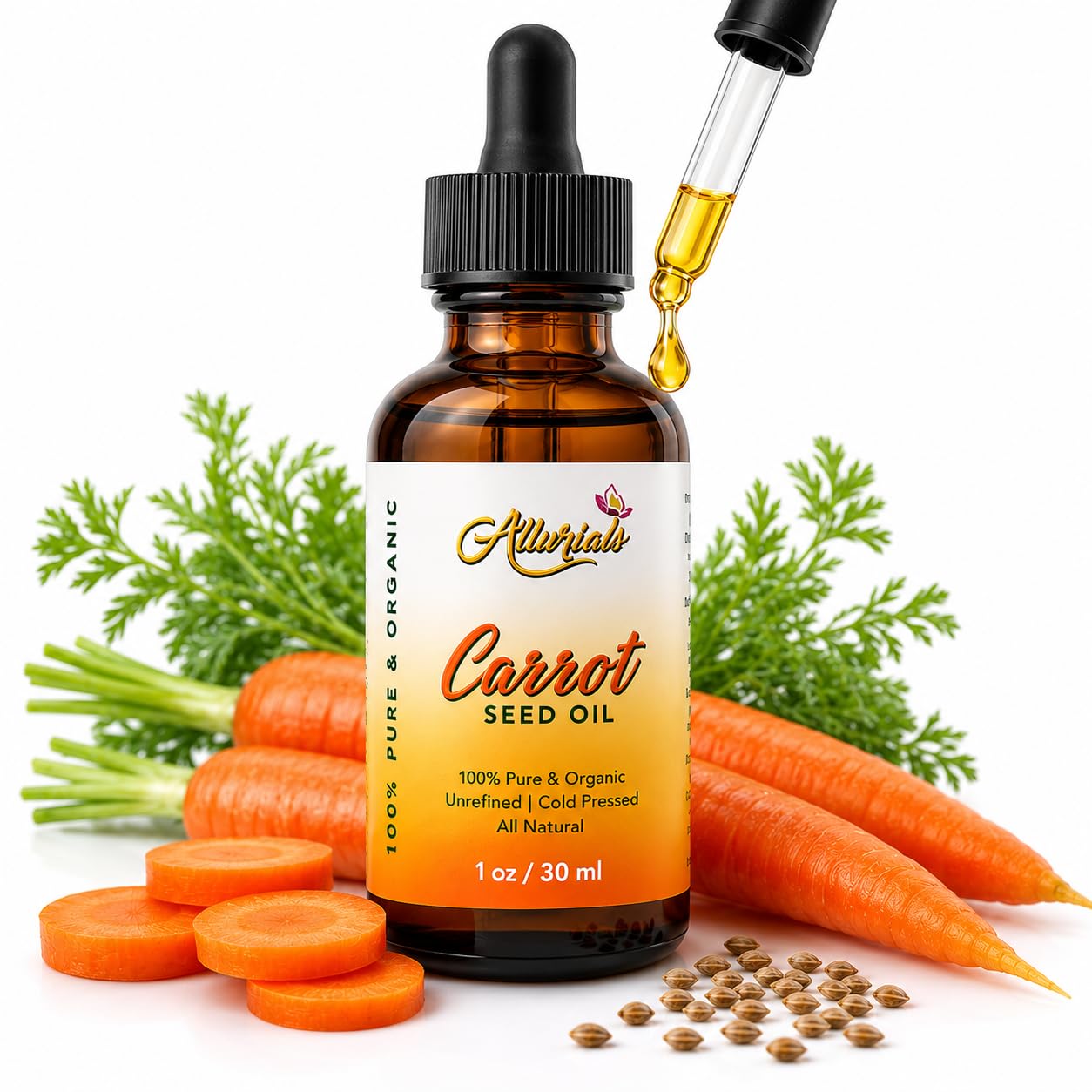 Marchewka z nasion - 100% czysty, nieprzetworzony, tłoczony na zimno, wszystko naturalne, organiczna marchewka Daucus - terapeutyczny krem nawilżający do skóry i twarzy oraz wzrostu włosów, 1 uncja