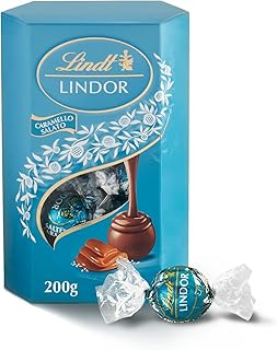 Lindt Lindor Caramello Salato Praline Pralinen mit Milchschokolade und Salzkristalle mit weicher gesalzener Karamell Füllung 200g