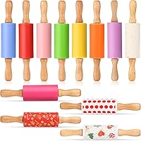 Vista 8 de Mini Rodillo de Silicona para Niños, Superficie Antiadherente Mango de Madera, 9 Pulgadas Paquete de 2