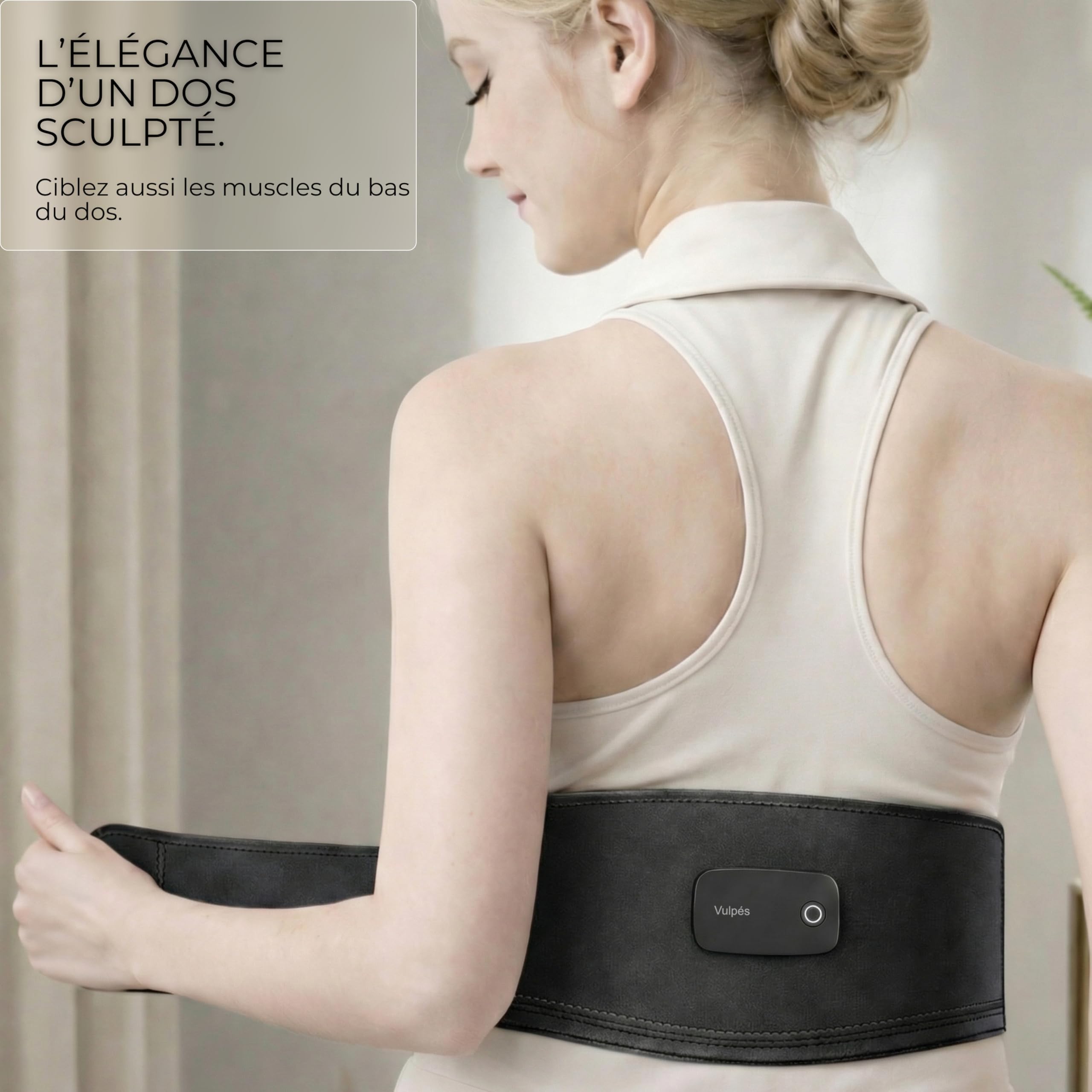 Vulpés Ceinture Electrostimulation Abdominale Core – Électrostimulateur Musculaire Abdos & Lombaires | Entraînement Efficace & Récupération Musculaire | 6 électrodes | 8 Modes