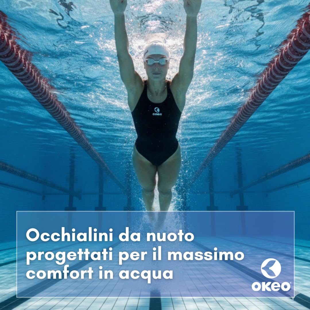 Okeo Occhialini Nuoto Piscina SWEDISH SCORPION Color Uomo Donna, Occhialini Nuoto Senza Guarnizione Antifog per Allenamento e Gara