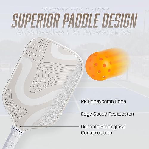 Miniatura 2 de ARTI Juego de 2 palas de pickleball aprobadas por USAPA, 2 raquetas de pickleball, 4 bolas y 1 bolsa de transporte portátil