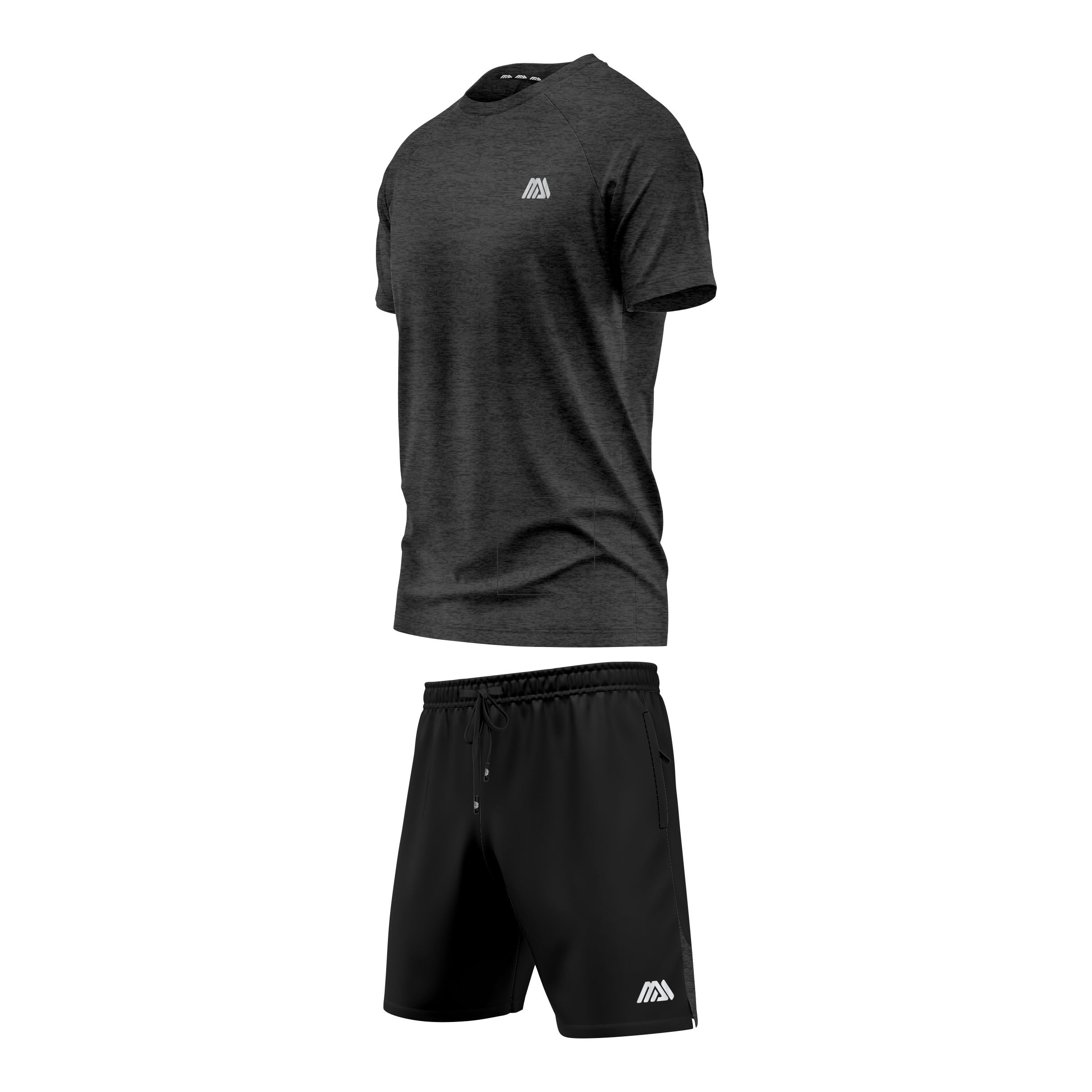 mymixtrendz Set di 2 tute da uomo ad asciugatura rapida, pantaloncini da palestra, leggeri, traspiranti, per corsa, allenamento, fitness e sport