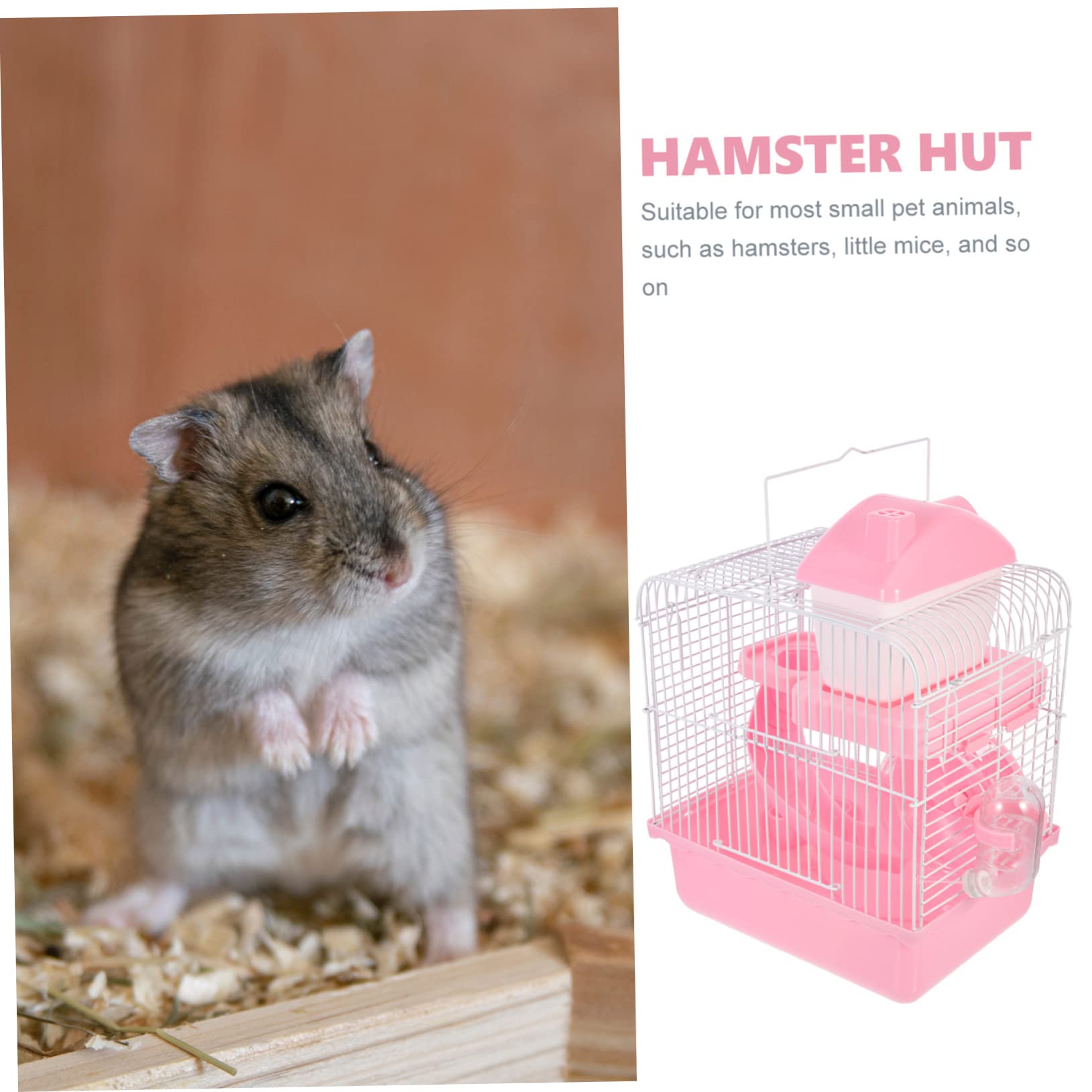 COLLBATH Chinchilla Spielzeug Hamsterhaus in Schlossform Doppelwandig aus Abs und Eisen Rosa Sicher zum Spielen Ruhen und Fressen für Kleintiere