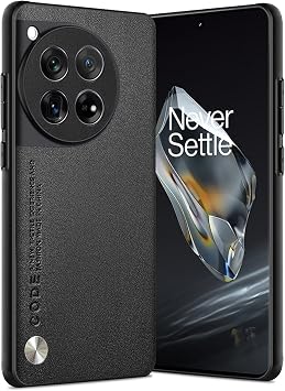 for OnePlus 12R Case, [Anti-Fingerprint Texture] Soft TPU Edges, Faux Leather Slim Shockproof Protective Cover with Precise Camera Cutouts Full Case for One Plus 12R Black