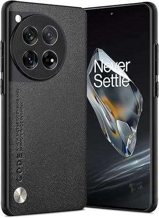 for OnePlus 12R Case 5G, Soft TPU Artificial Leather Back, Extremely Light Ultra-Light Cover, Anti-Fingerprint-Scratch Camera Protection Phone Case for Oneplus 12R Black