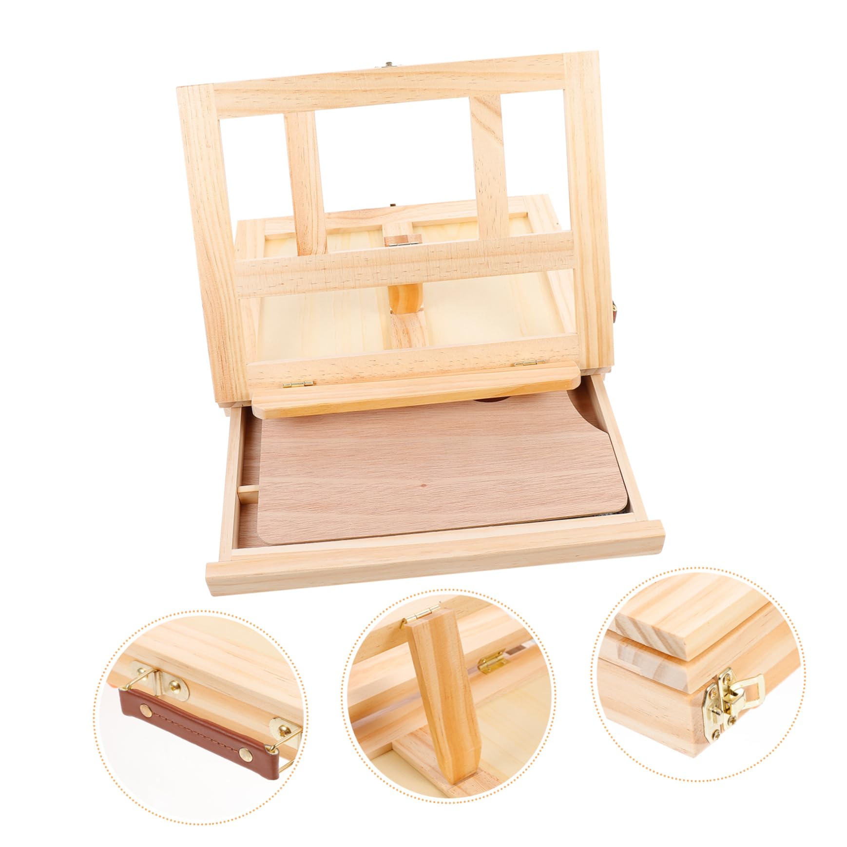 Operitacx Faltbarer Tisch Easel mit Schublade Holz Tragständer für Malerei Displayhalter und Präsentationsständer Naturholzfarbe