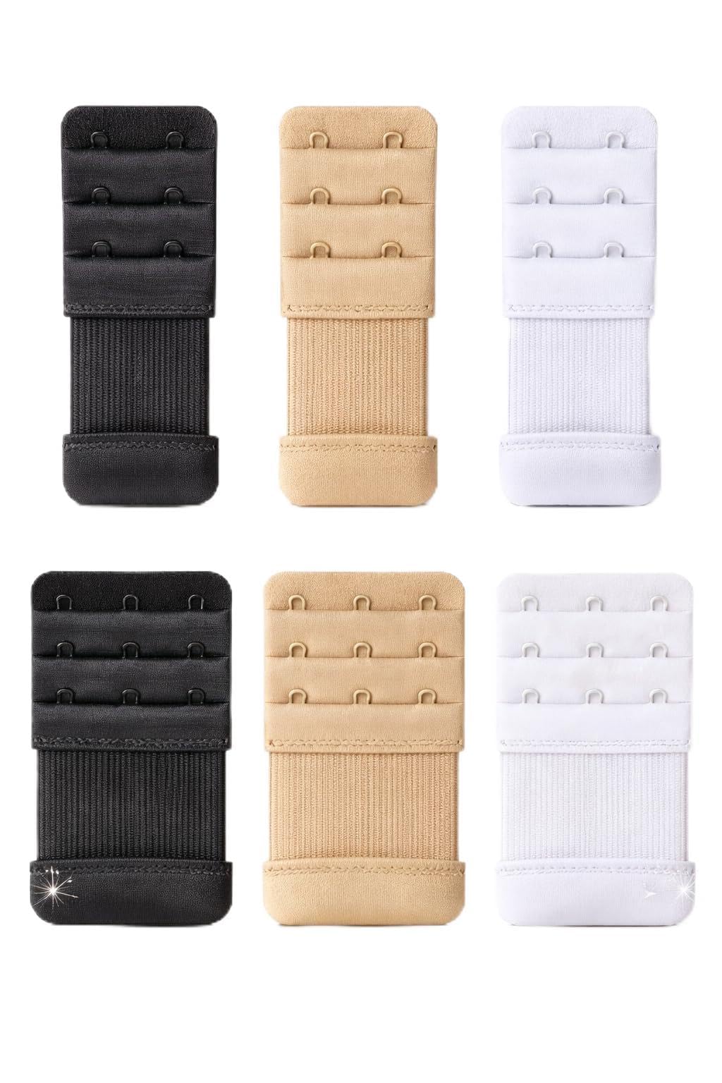 6 PCS Bra Extenders for Women 2 Hook & 3 Hook – Soft Stretchy Bra Hook Extenders in Black White Beige – Bra Extra Hook Extender Set for Comfortable Fit-image-27
