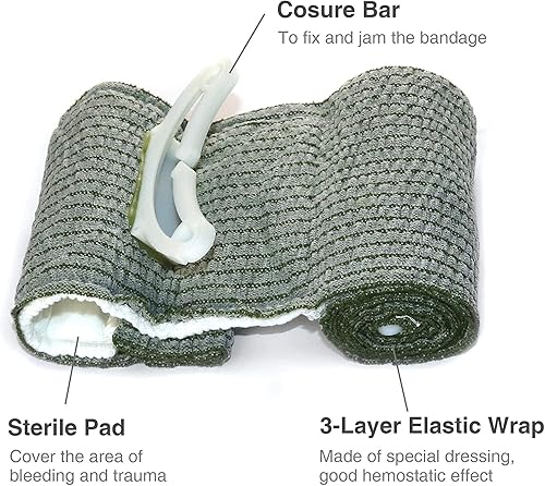 Miniatura 4 de RISEN Vendaje israelí de compresión estériles al vacío para primeros auxilios, emergencia, batalla, heridas, auto-rescate (6 pulgadas, paquete de 3)