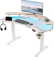 Vista 16 de EUREKA ERGONOMIC Escritorio de pie de altura ajustable, escritorio de computadora con bandeja para teclado de 72 pulgadas, escritorio de estudio