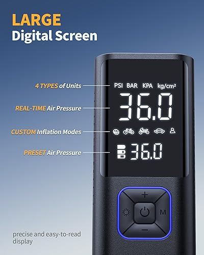 Miniatura 3 de Inflador de neumáticos inalámbrico Compresor de aire portátil - Bomba de aire de 150 PSI con función de apagado automático para neumáticos de
