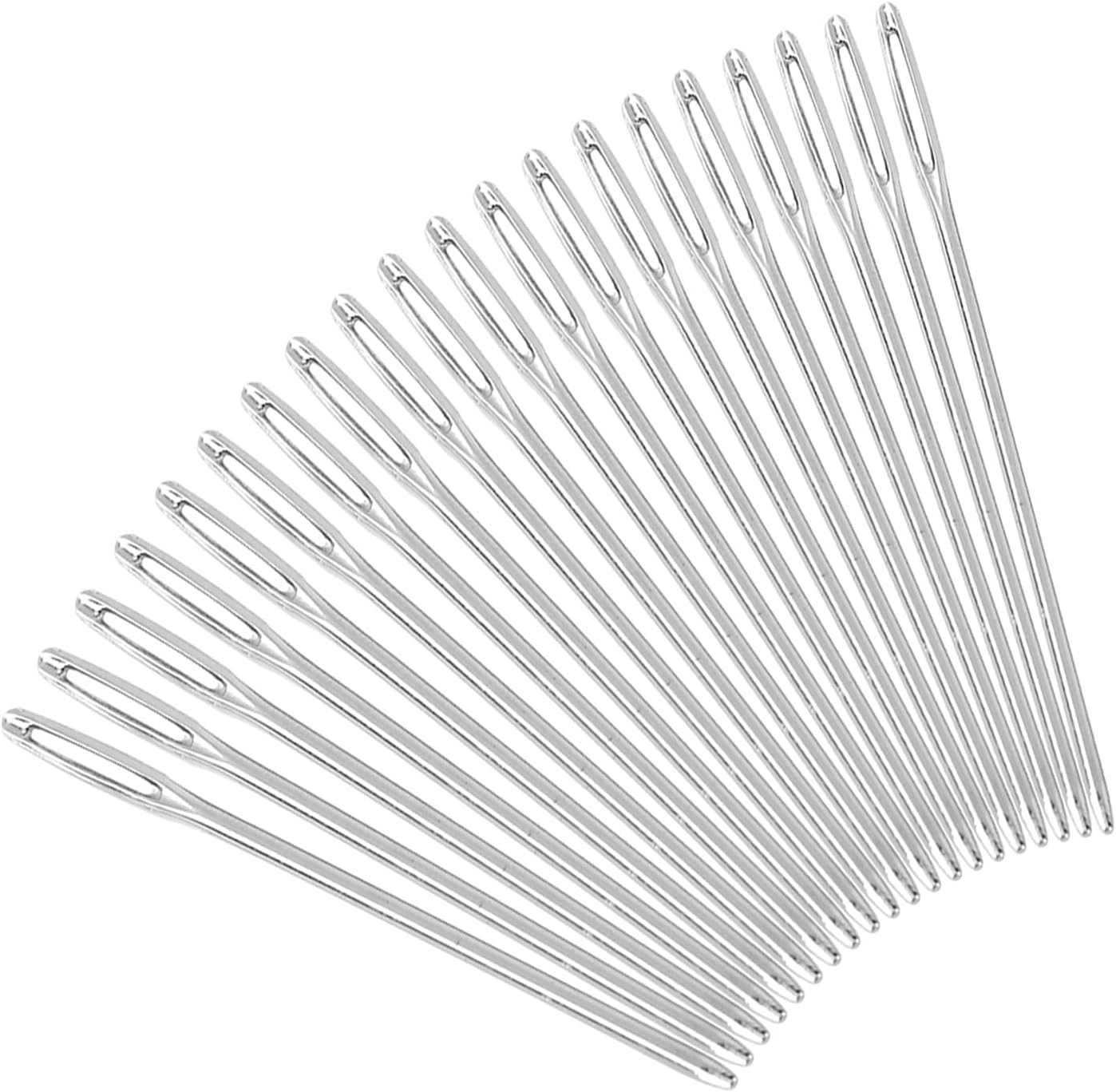 20 Pieces Silver Big Eye Knitting Needles for Sewing and Embroidery, Round Design, Hand Sewing Needles Set for DIY Projects, Stainless