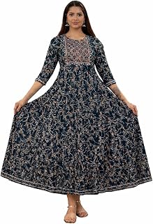 Maroon Rayon Printed Anarkali Kurti for Women | 3/4 Sleeve | Long Flared Ethnic Dress Price In India