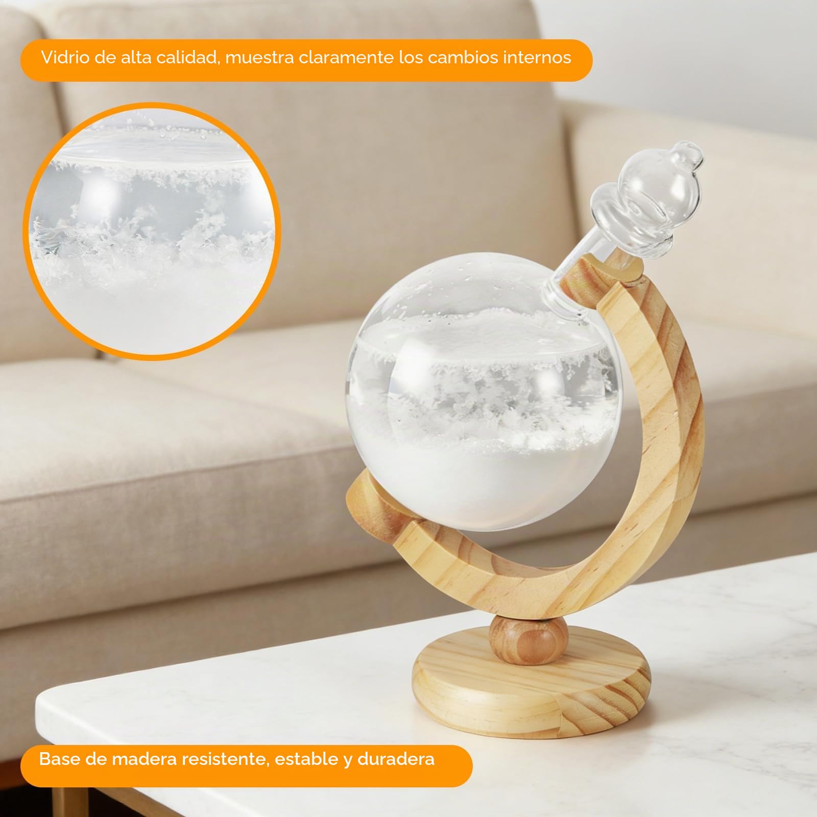 Pronóstico del tiempo de vidrio tormenta, estación meteorológica en forma de globo, bola de cristal decorativa para oficina, hogar