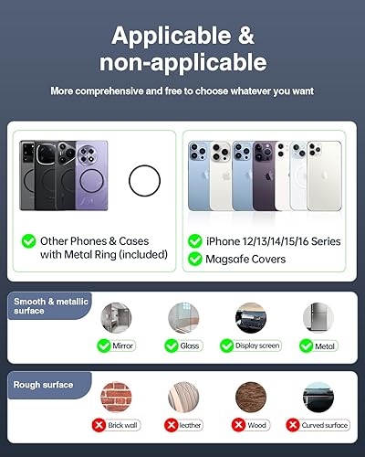 Miniatura 7 de Soporte magnético mejorado para teléfono de automóvil, soporte de teléfono de succión eléctrica ajustable de 360 para automóvil, gimnasio, espejo,